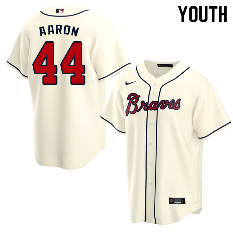 Nike Youth #44 Hank Aaron Atlanta Braves Baseball Jerseys Sale-Cream